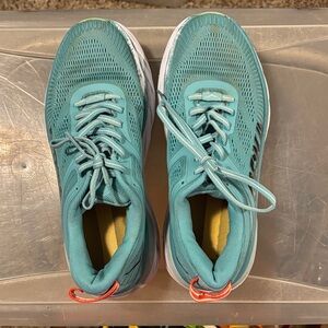 Hoka One One Women's Teal and White Athletic Shoes